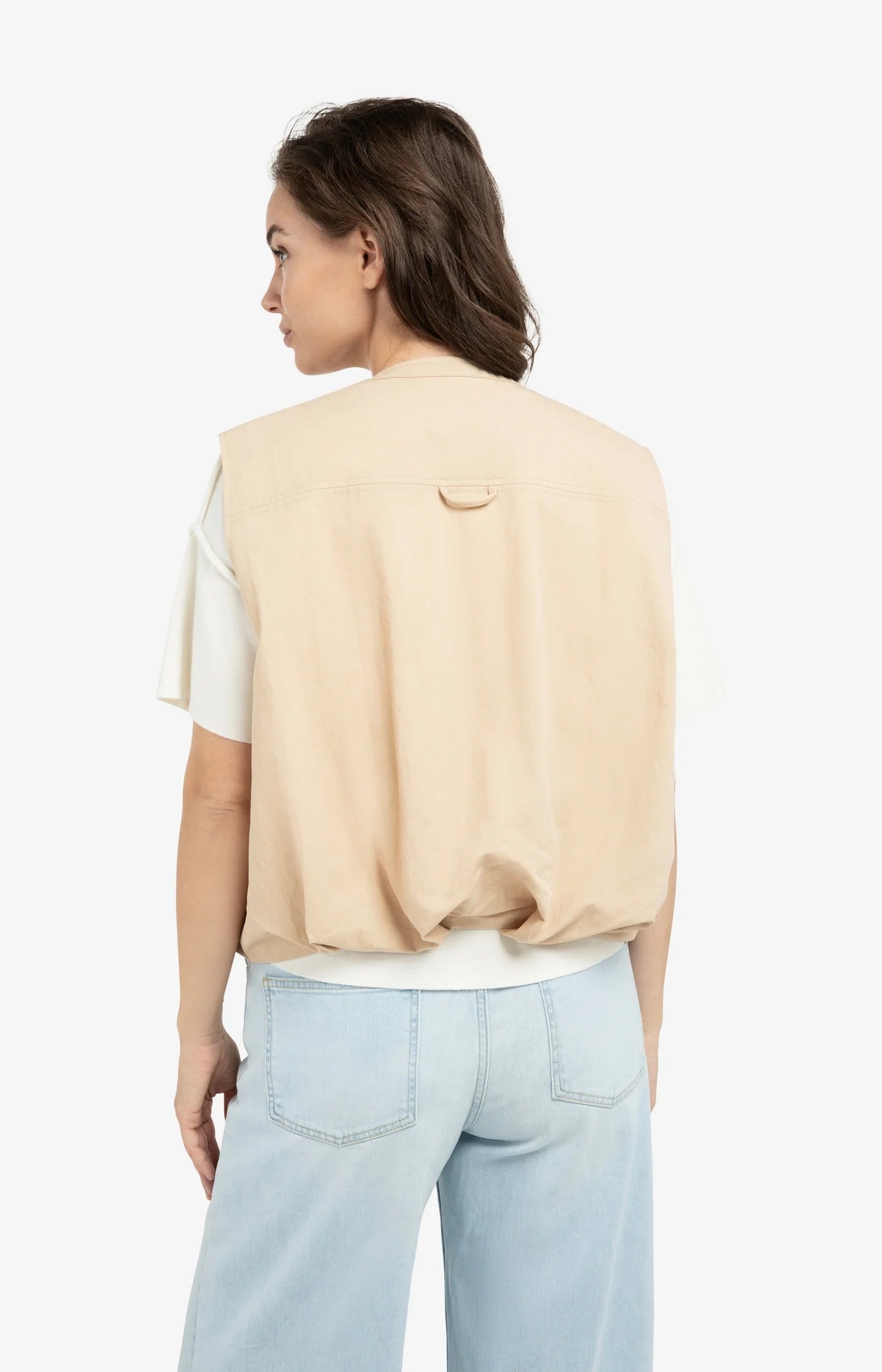 YAYA Mouwloos zomerjack met Trekkoortjes Desert Beige