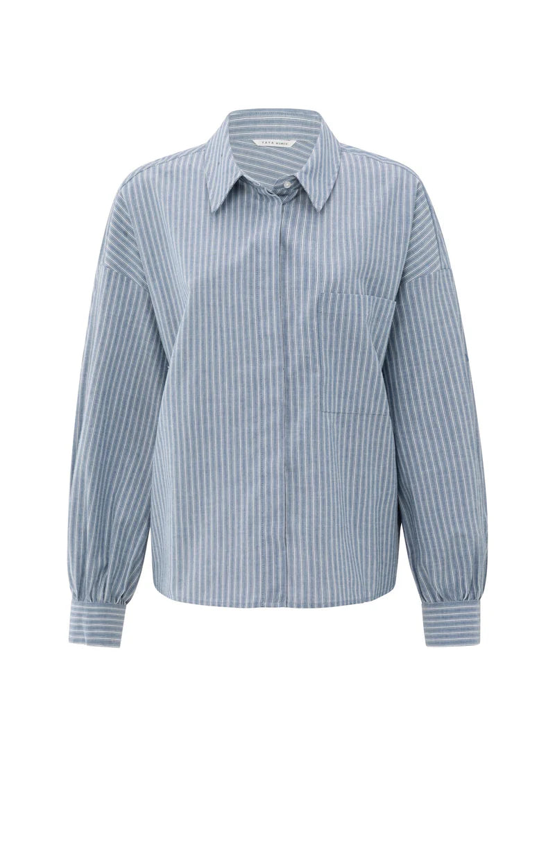 Gestreepte Blouse Met Borstzakje YAYA Vintage Blue Dessin