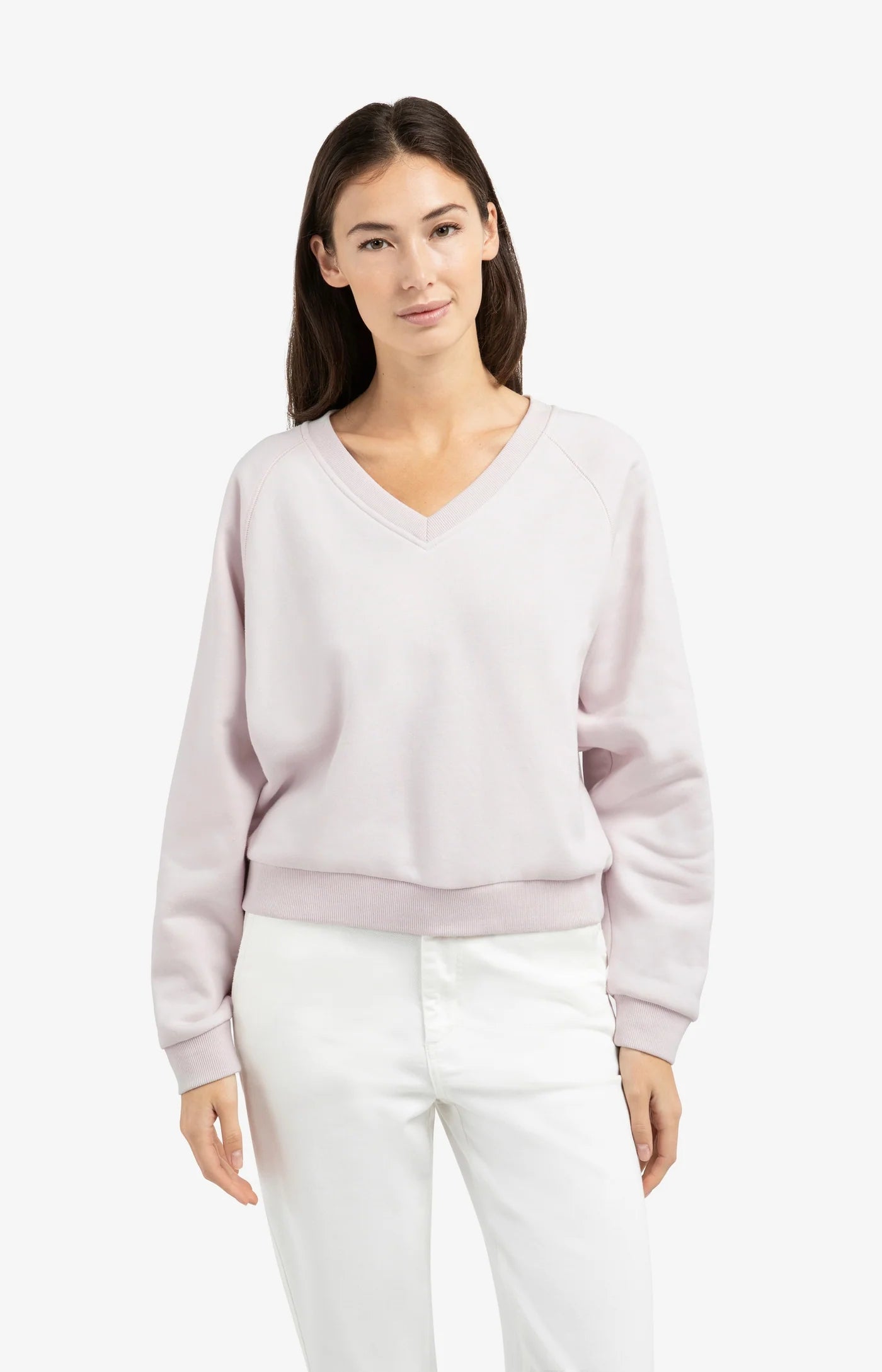 YAYA Sweater Met V-hals En Geribde Koorden Gray Lilac