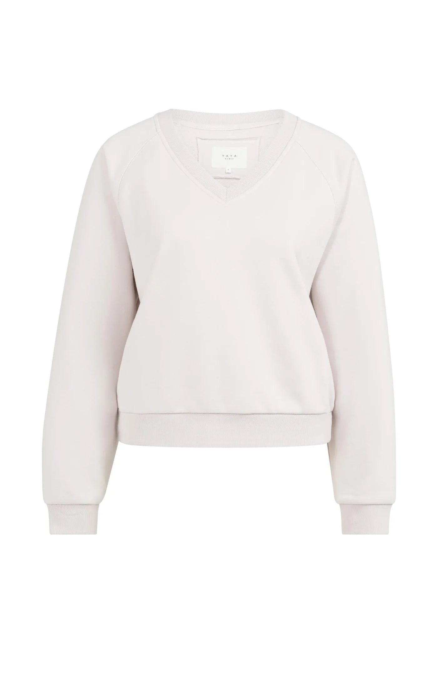 YAYA Sweater Met V-hals En Geribde Koorden Gray Lilac