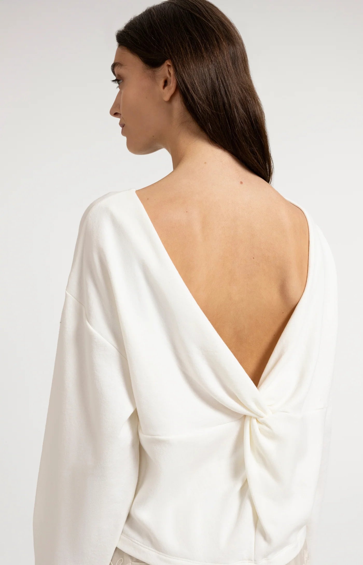YAYA Sweatshirt Met Geknoopt Detail Achter Milk Beige