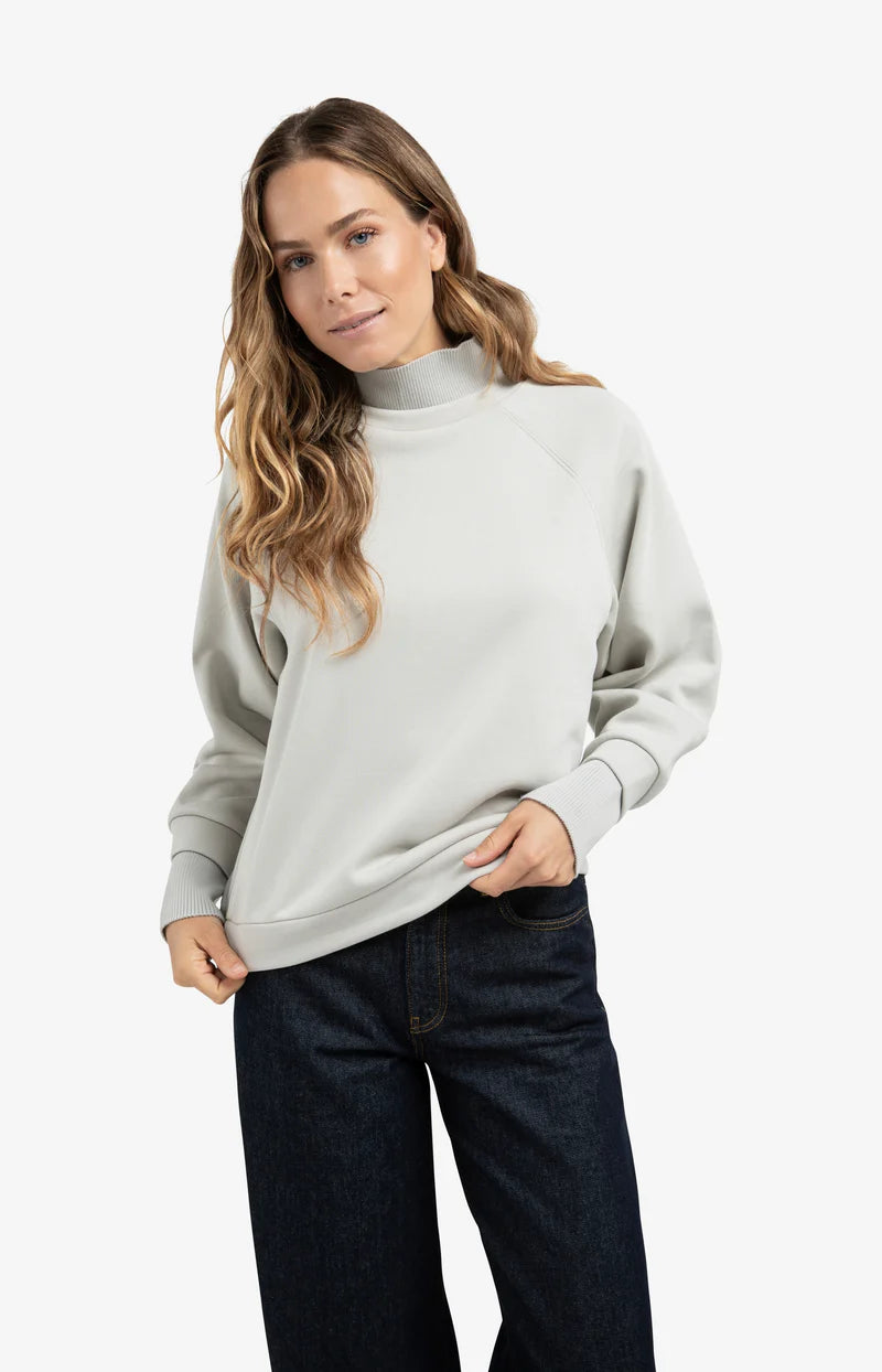 YAYA Sweater Hoge Ribkraag Tracing Grey