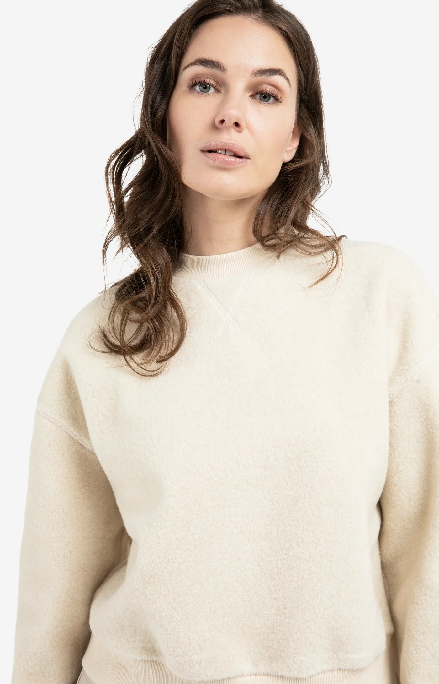 YAYA Teddy Sweater Met Geribde Boorden En Ronde Hals Heather Grey Melange