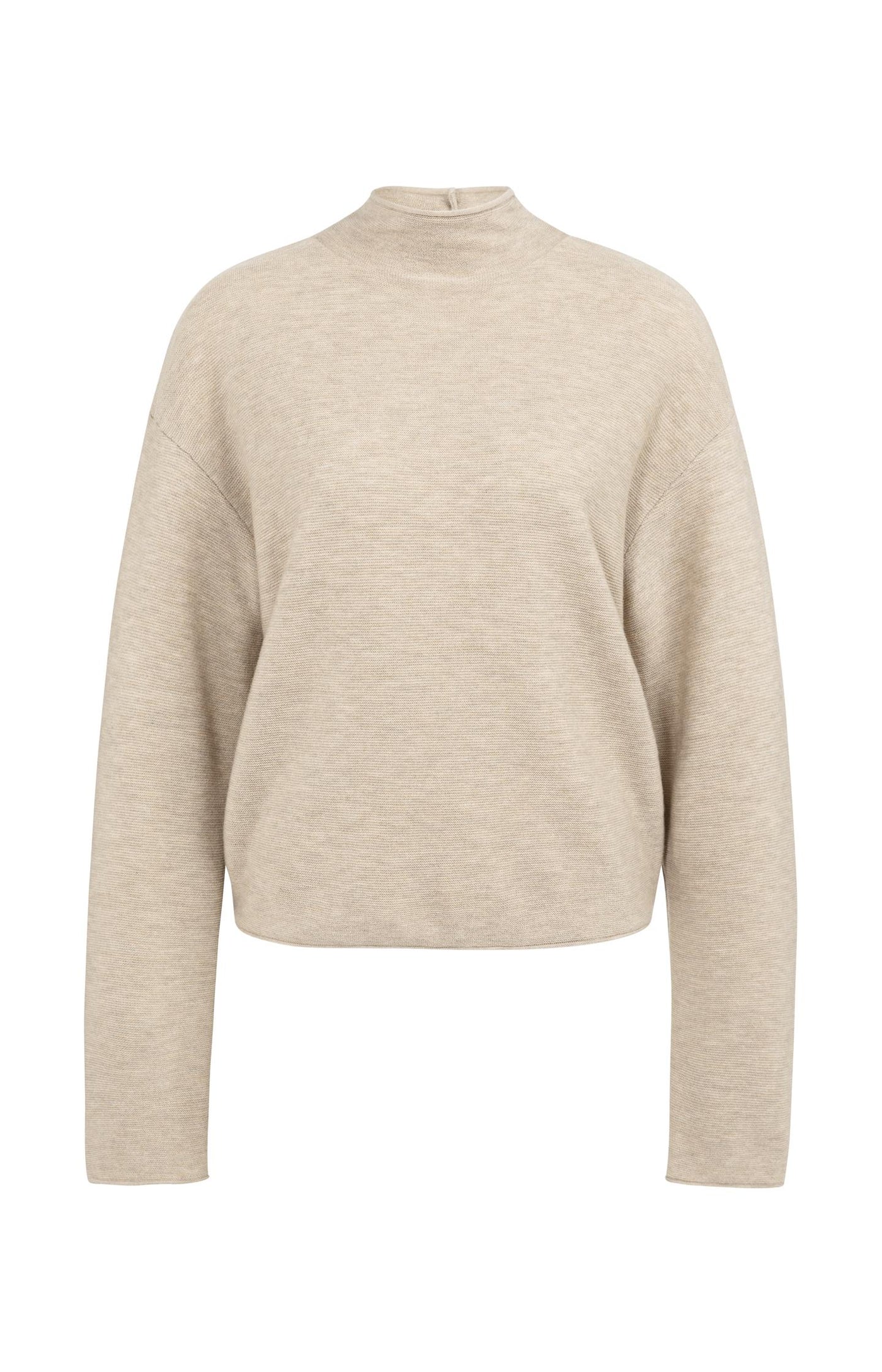 YAYA Gebreide Trui Met Structuur En Knoopsluiting Achter Oxford Tan Brown Melange