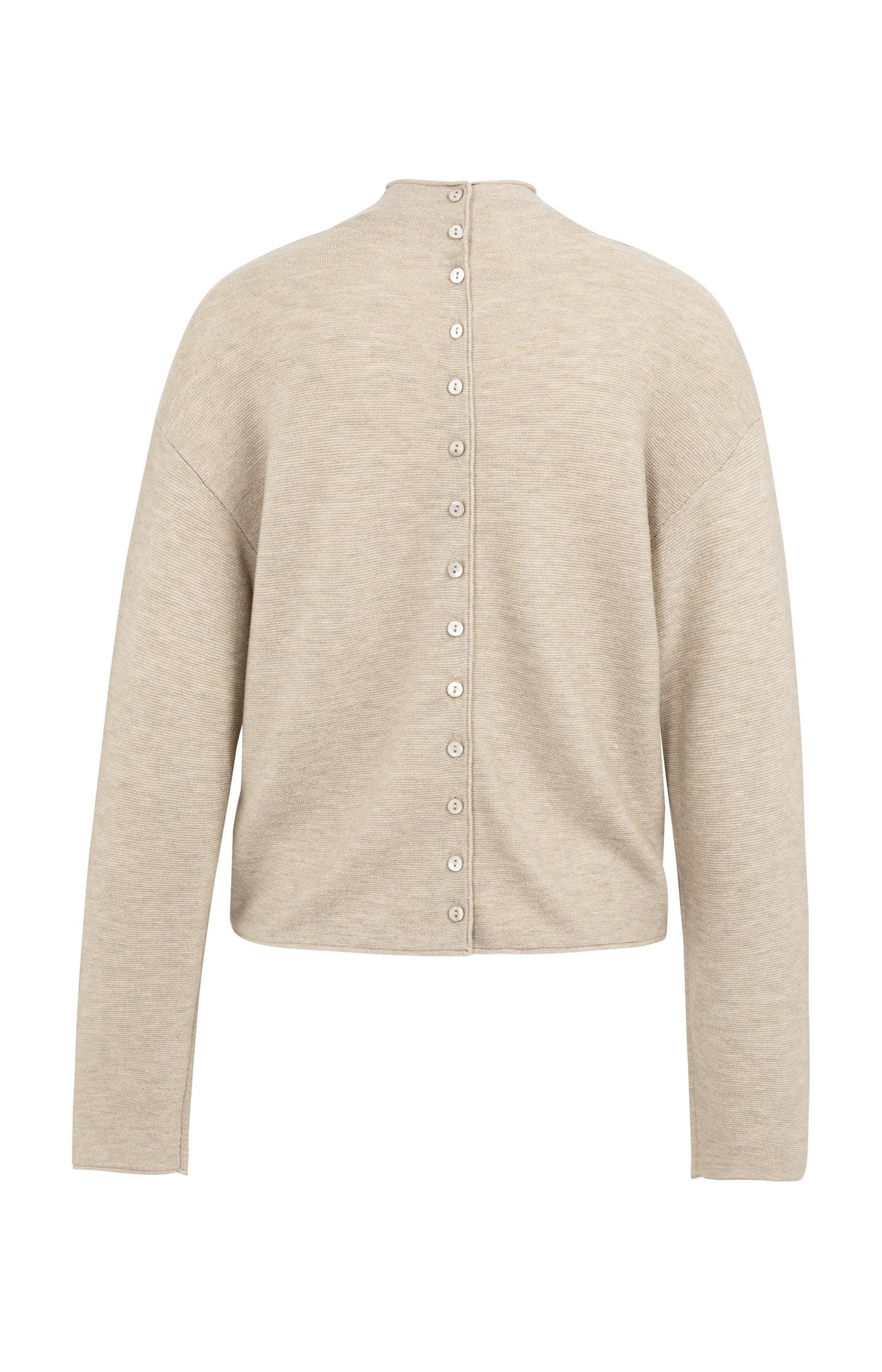 YAYA Gebreide Trui Met Structuur En Knoopsluiting Achter Oxford Tan Brown Melange