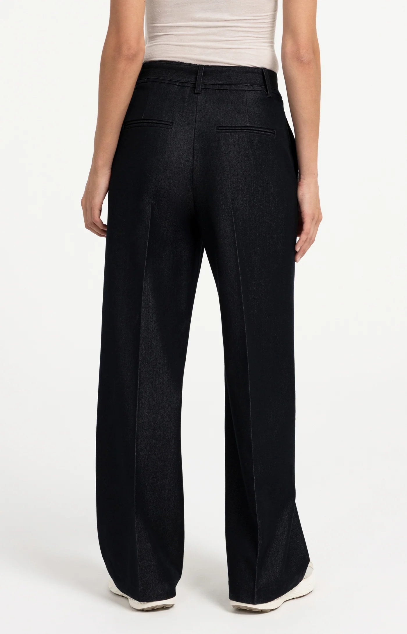 YAYA Geweven Broek Met Ceintuur En Subtiele Glans Cat Black