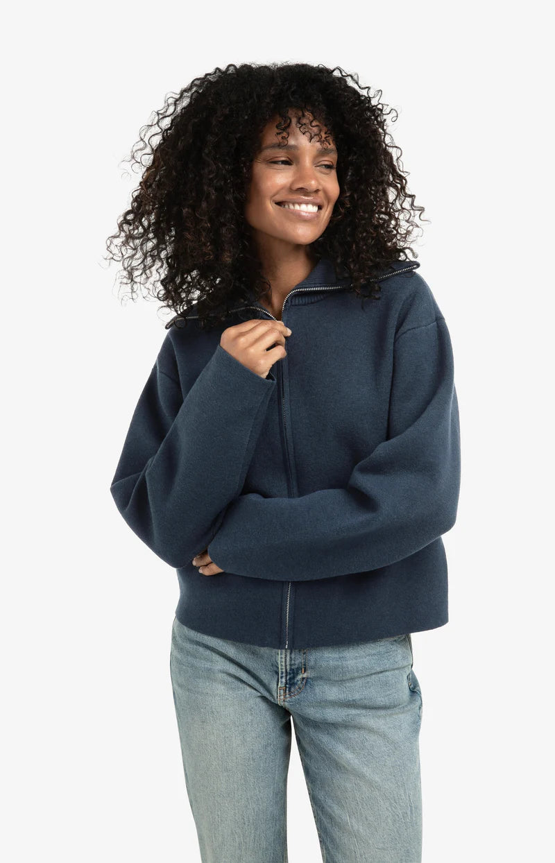 YAYA Vest Hoge Hals Ritssluiting Collegiate Blue