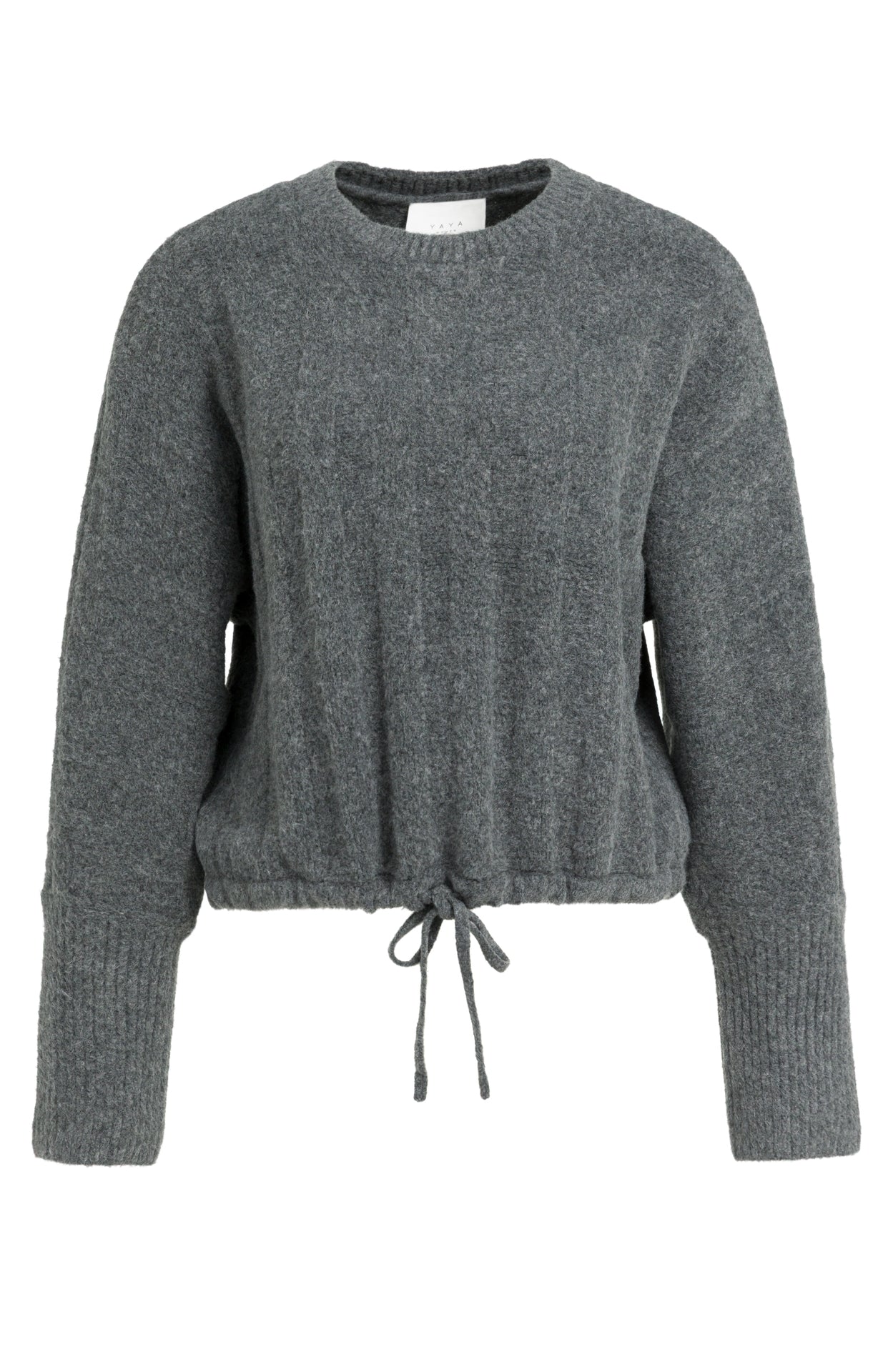 YAYA Trui Met Vleermuismouwen En Trekkoord Grey Melange