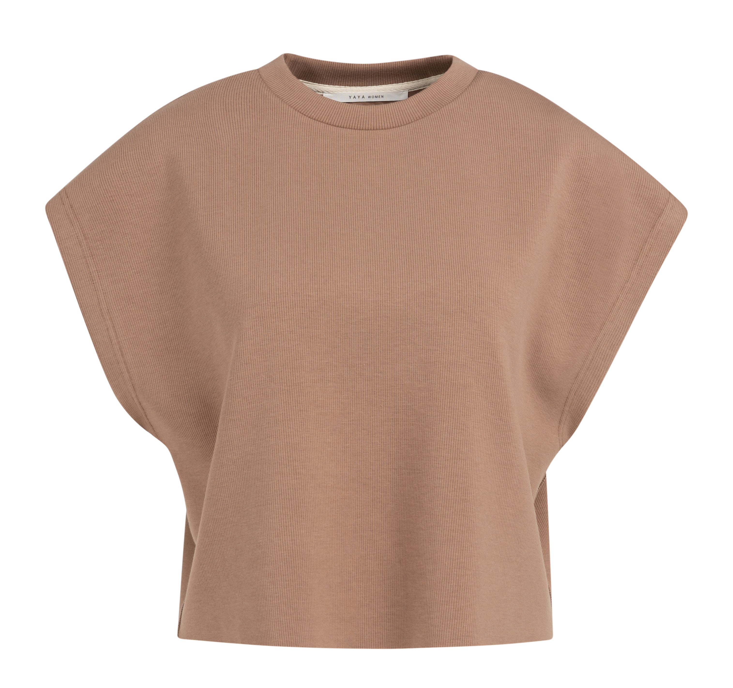 Yaya Sleeves Boxy Shirt Brown