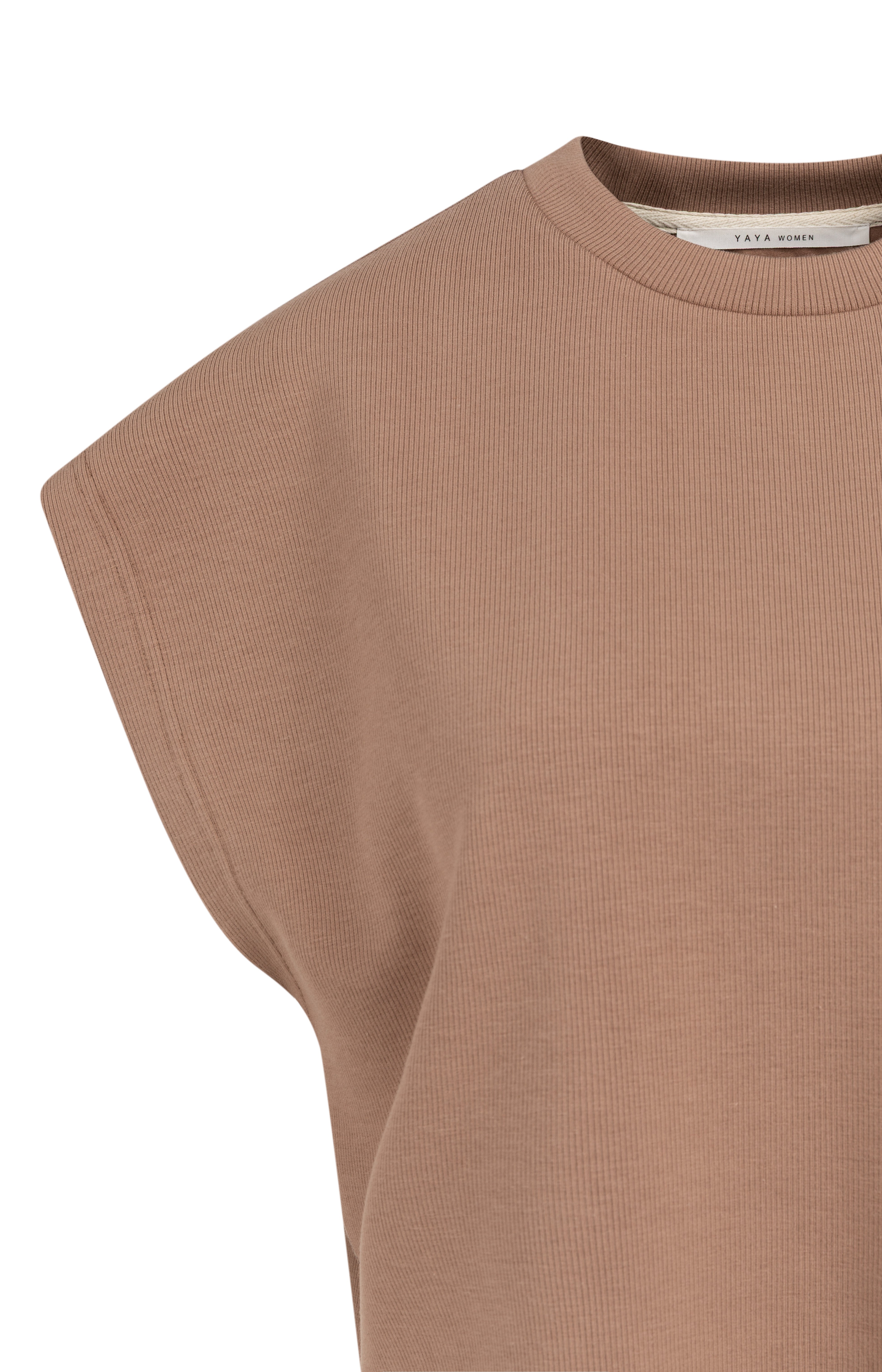 Yaya Sleeves Boxy Shirt Brown
