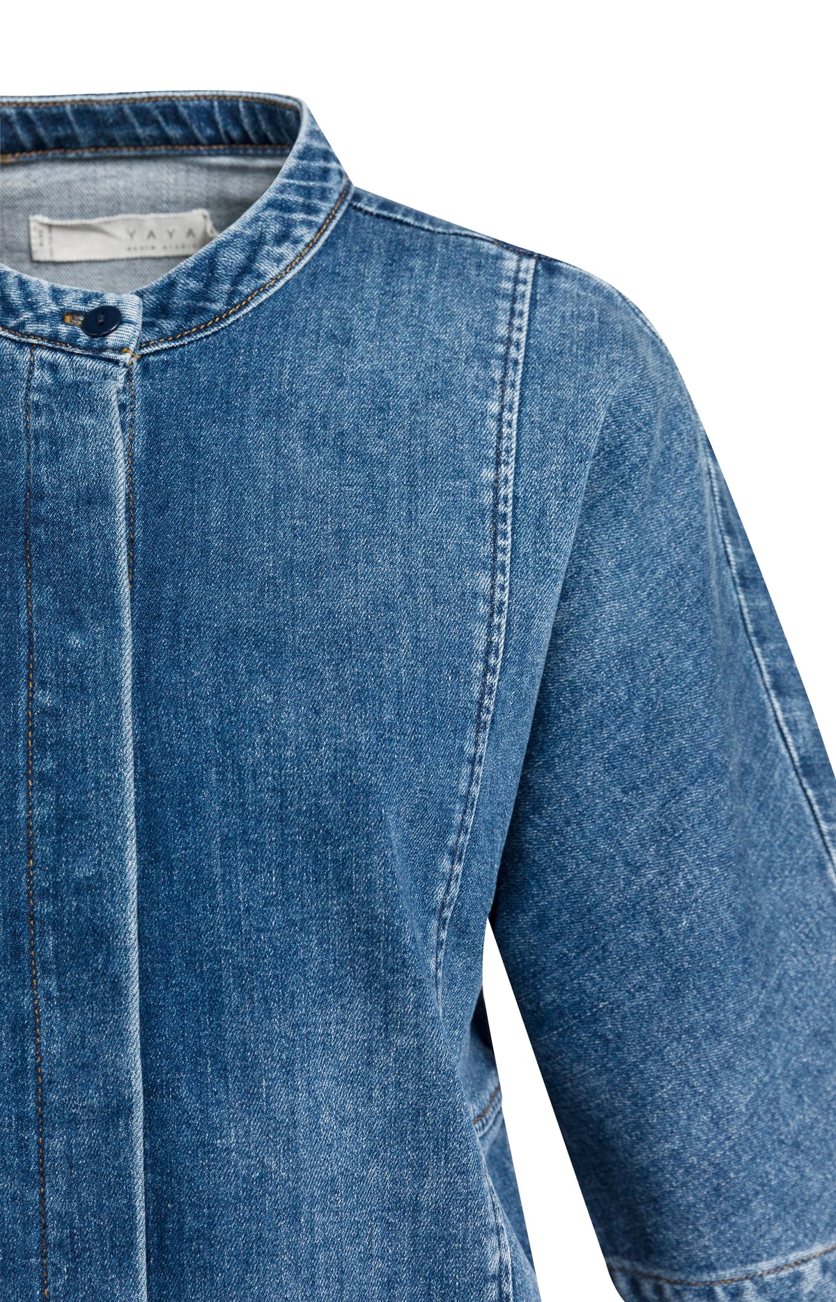 YAYA Denim Blouse Met Korte Mouwen