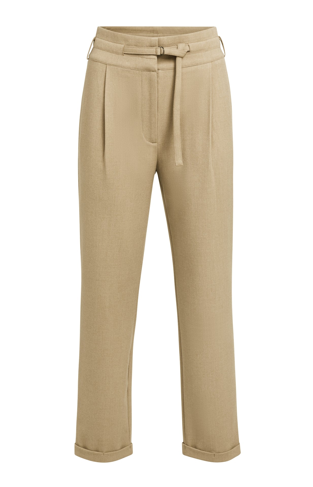 YAYA Geweven Broek Hoge Taille En Sierlijke Band Brown Melange