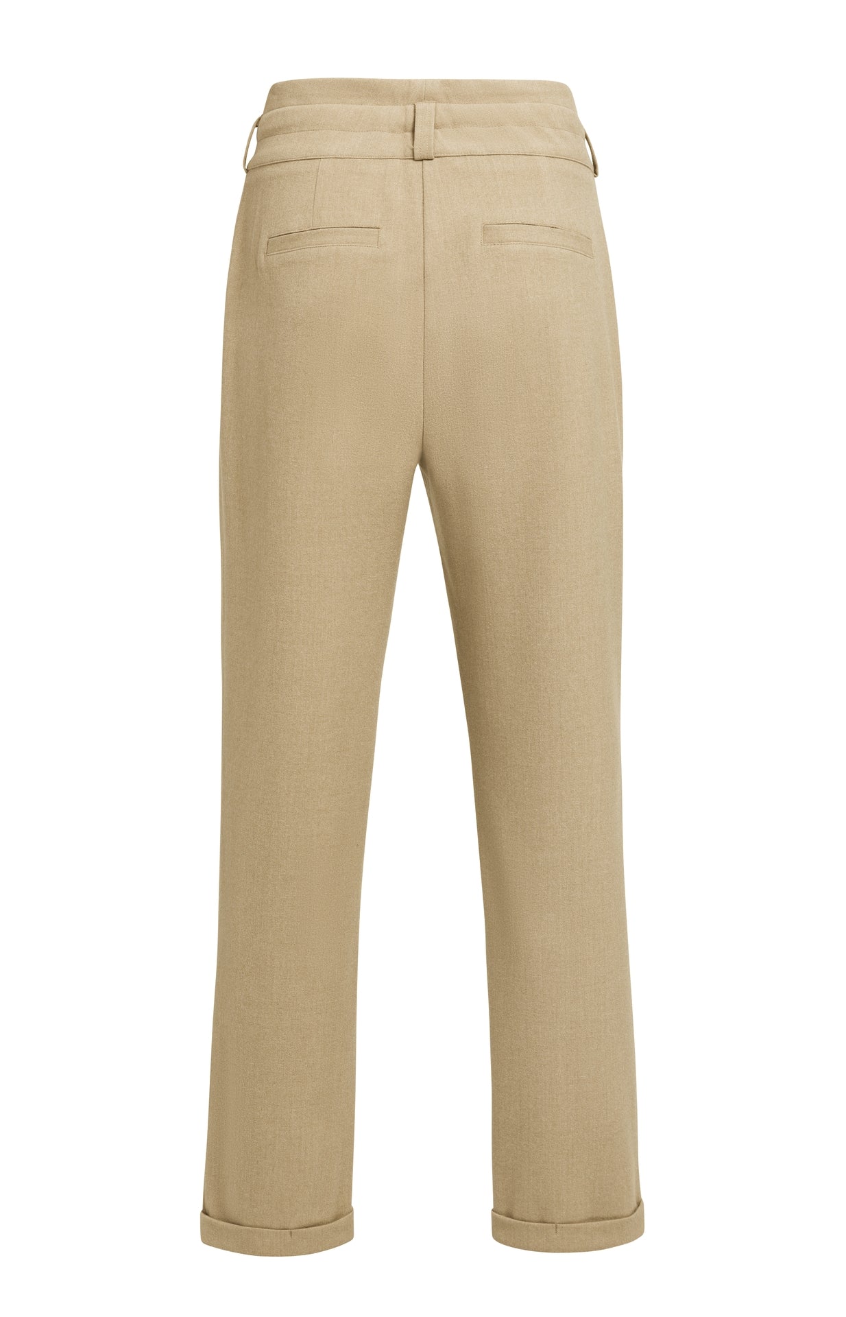 YAYA Geweven Broek Hoge Taille En Sierlijke Band Brown Melange
