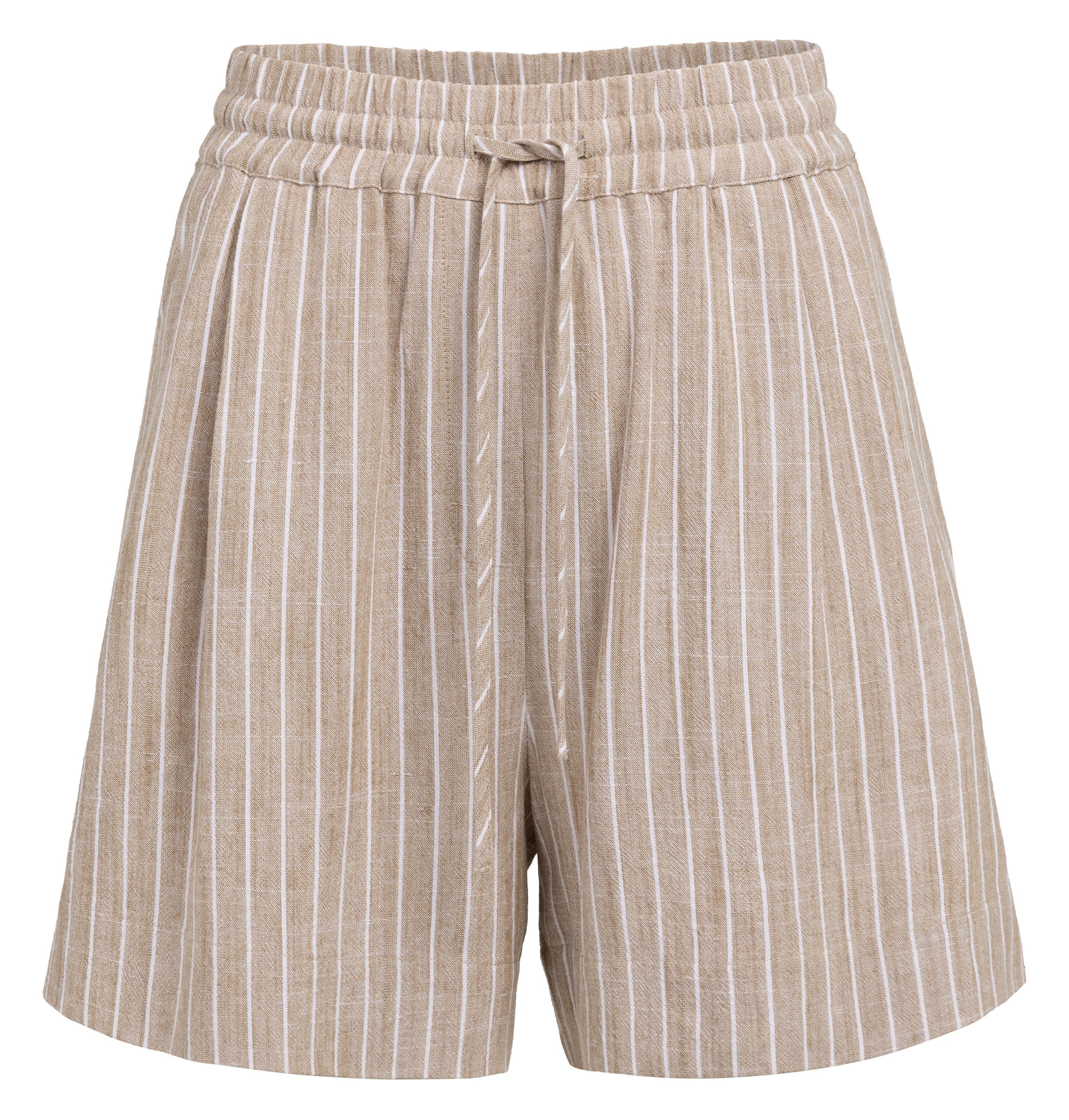 YAYA Gestreepte Short Met Elastische Taille Safari Brown
