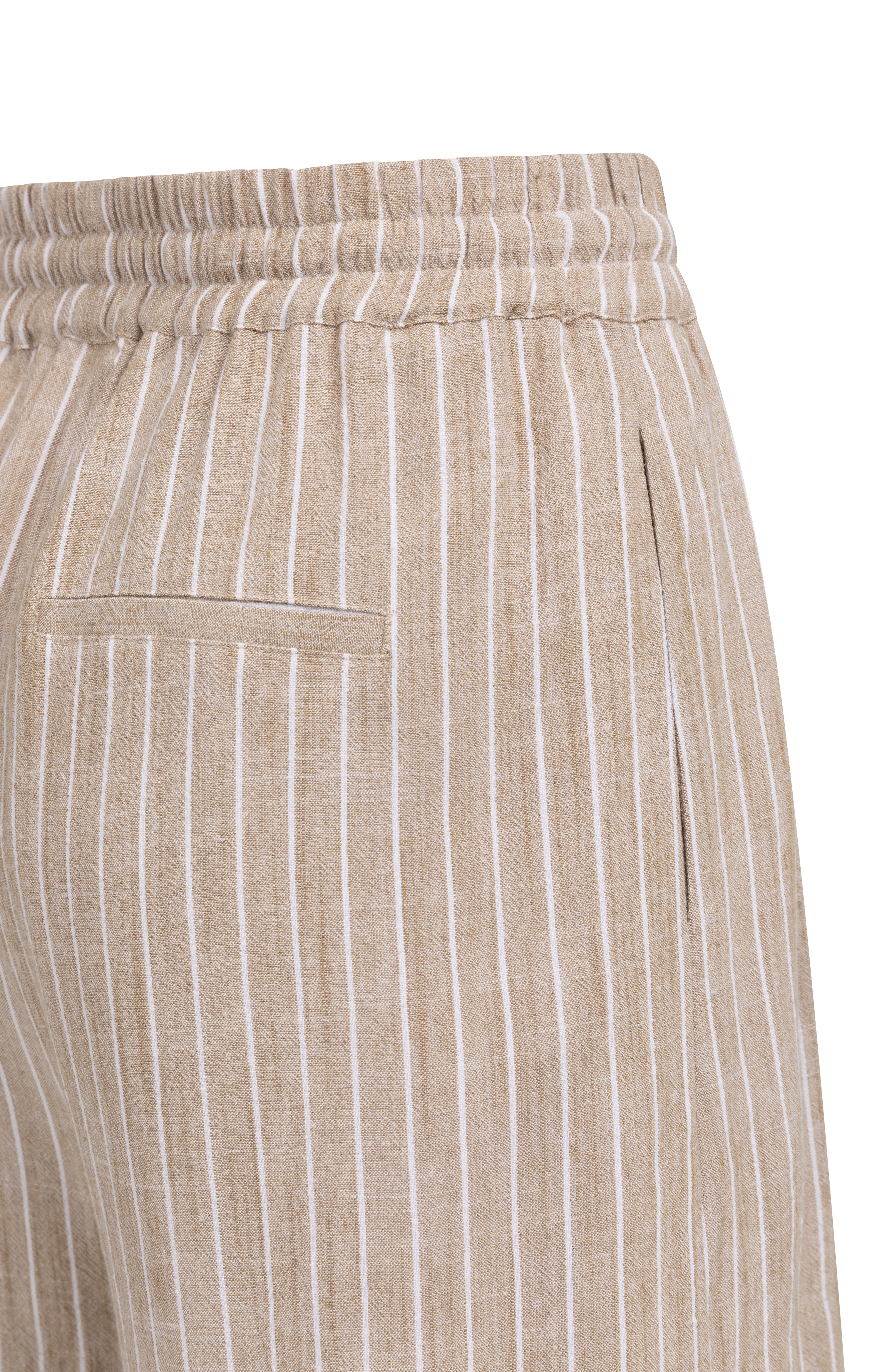 YAYA Gestreepte Short Met Elastische Taille Safari Brown