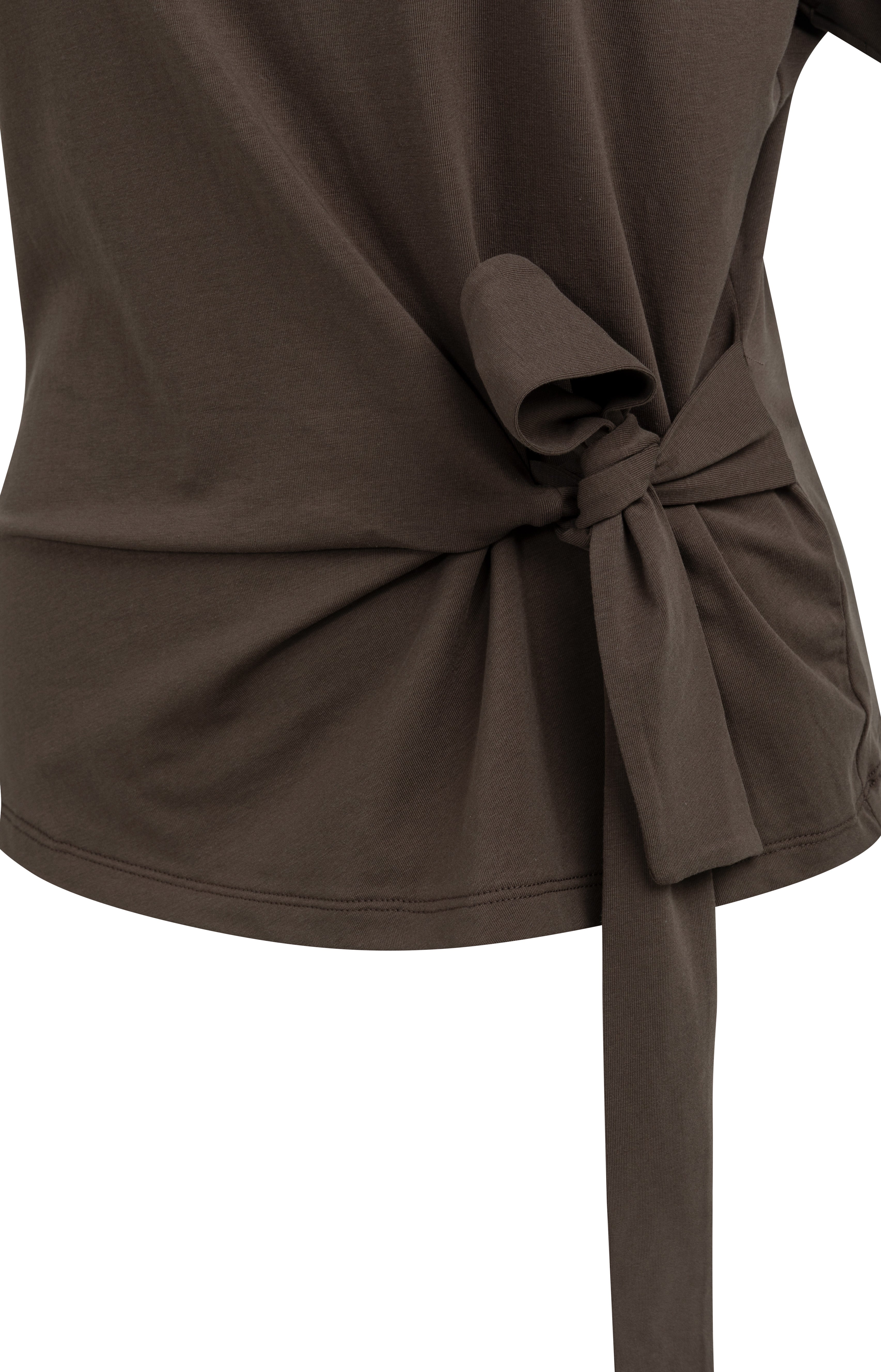 YAYA Top Met Ronde Hals En Knoopdetail Aubergine Purple