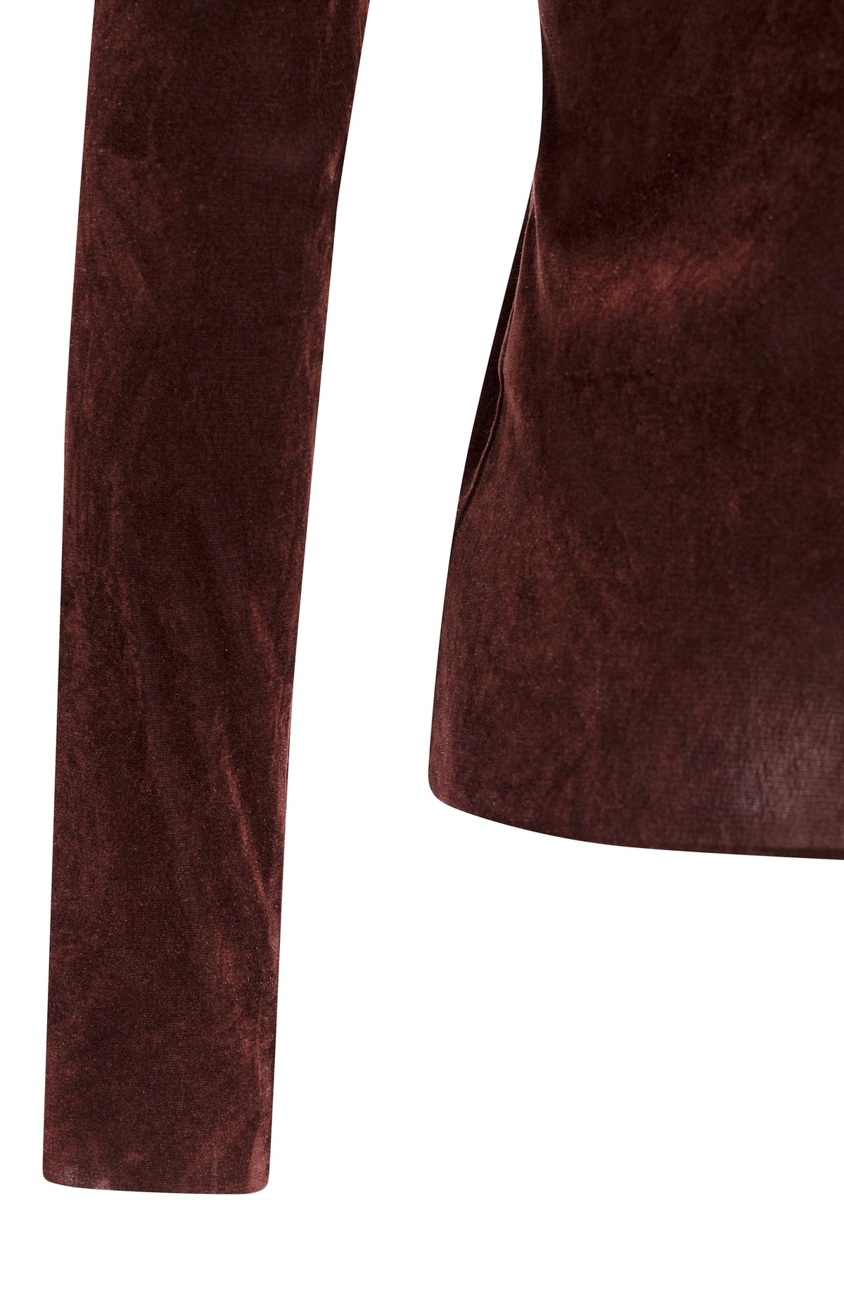 YAYA Top Fluwelen Mesh Met Hoge Halslijn Chocolate Red