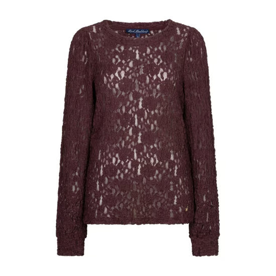 Red Button Top Lace Burgundy