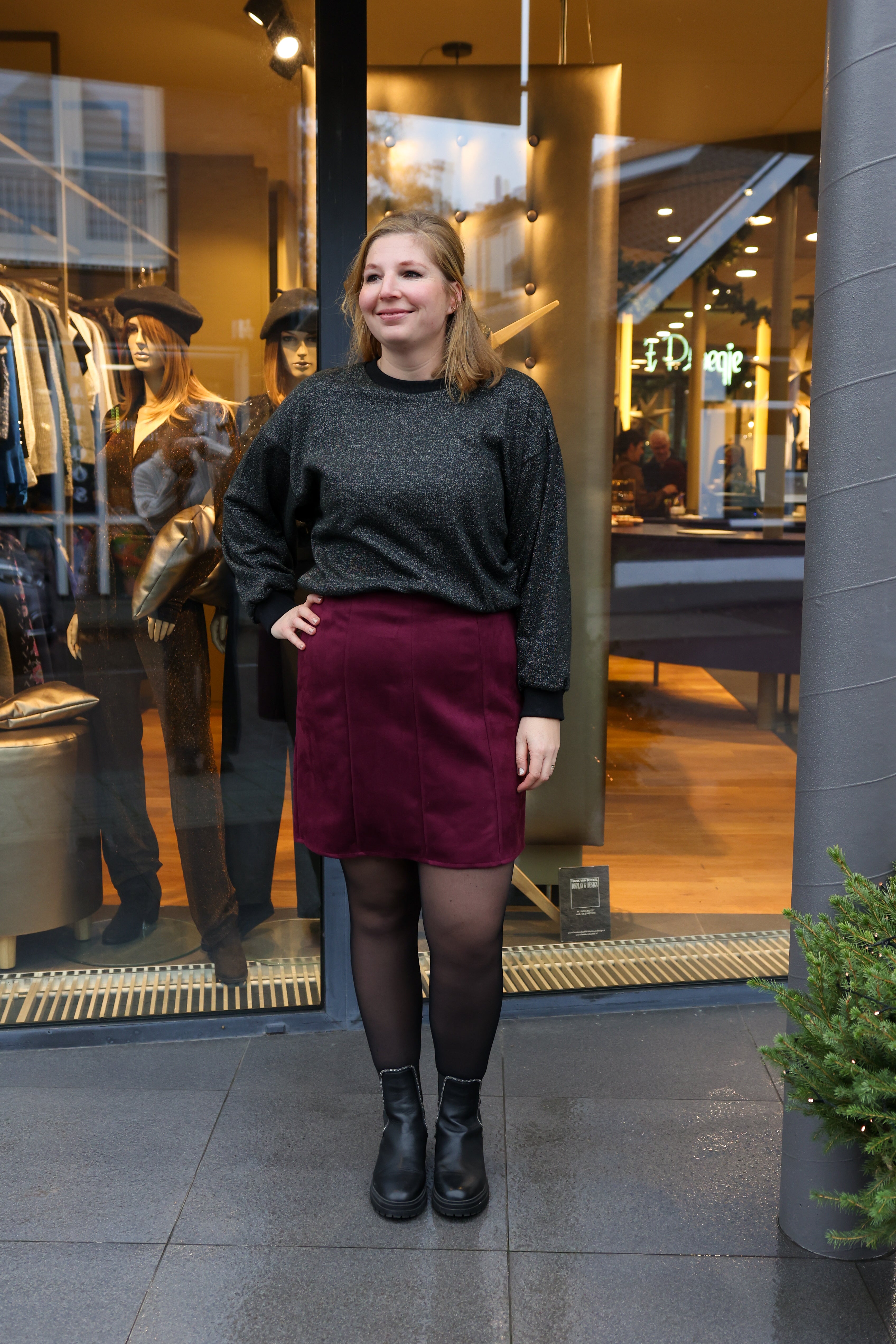 Azzurro Rokje Suède Look Bordeaux