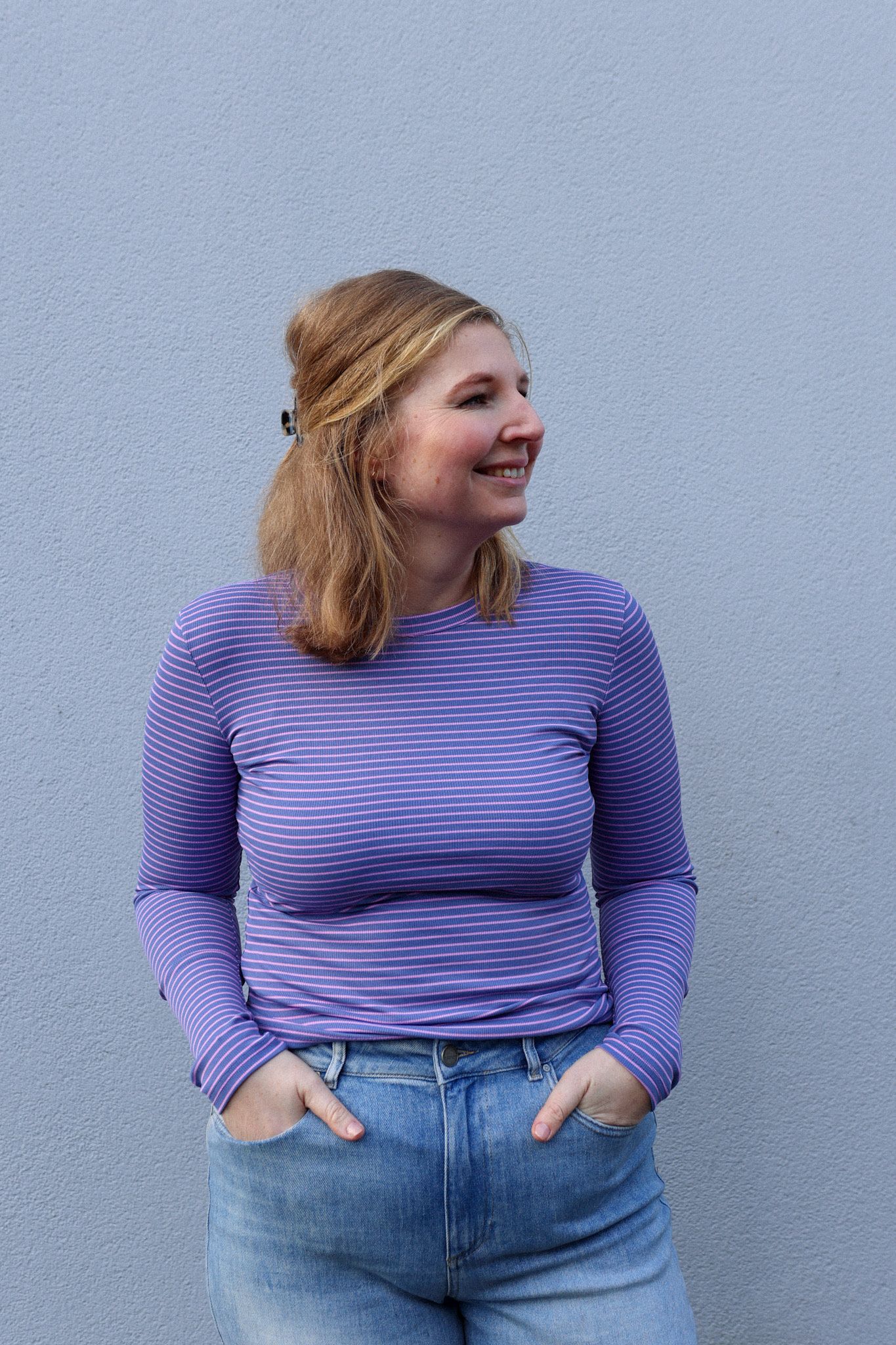 Azzurro Shirt Streepjes Blue Lilac