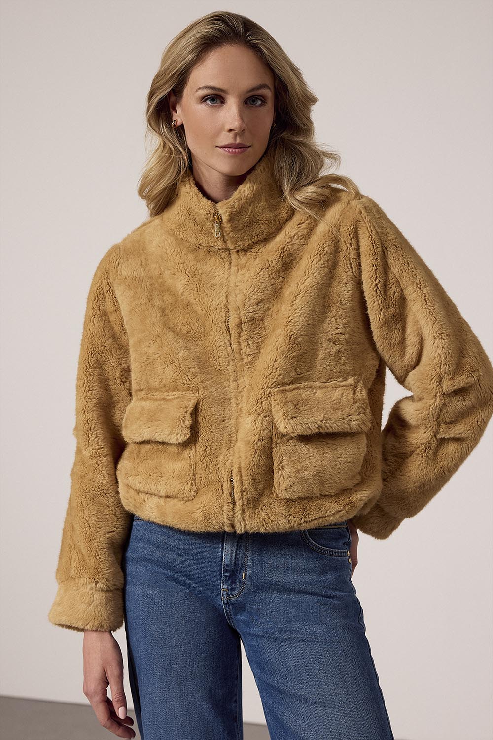 Tramontana Faux Fur Jacket Camel