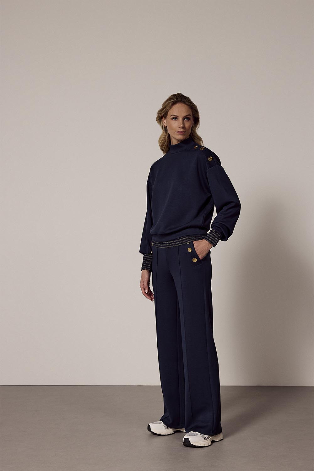 Tramontana Technical Sweat Wide Leg Trousers Midnight