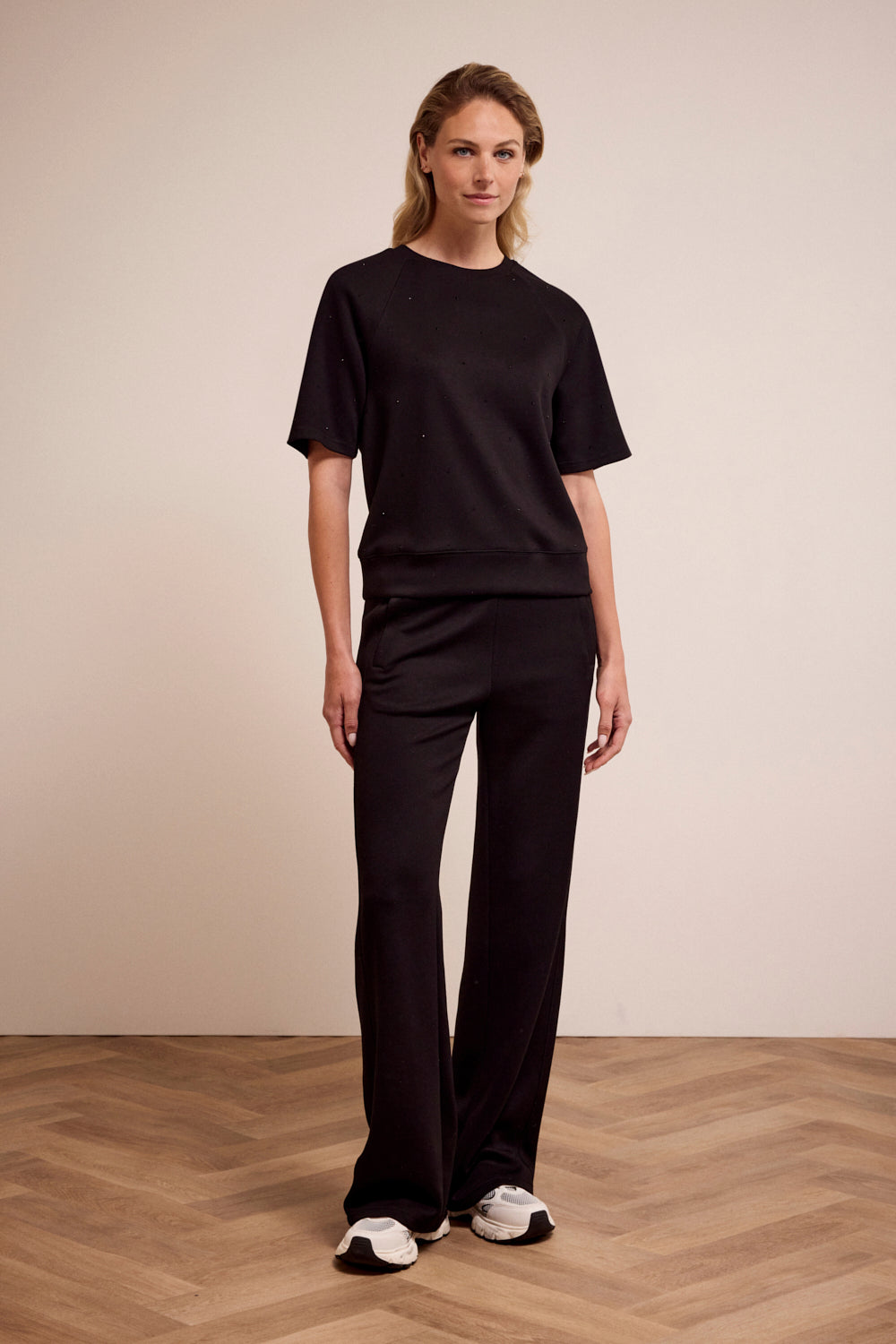 Technical Sweat Wide-leg Trousers Tramontana Black
