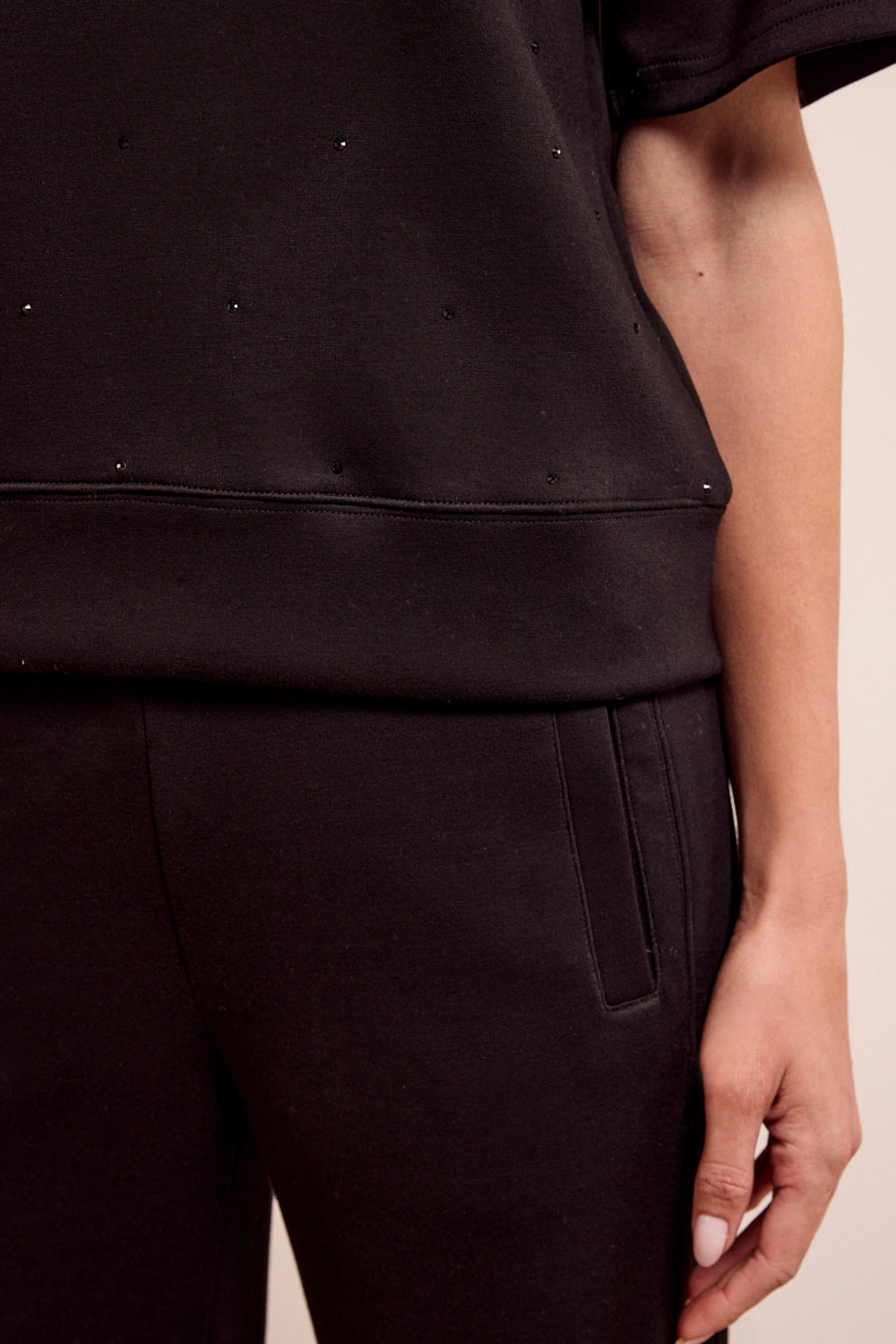 Technical Sweat Wide-leg Trousers Tramontana Black