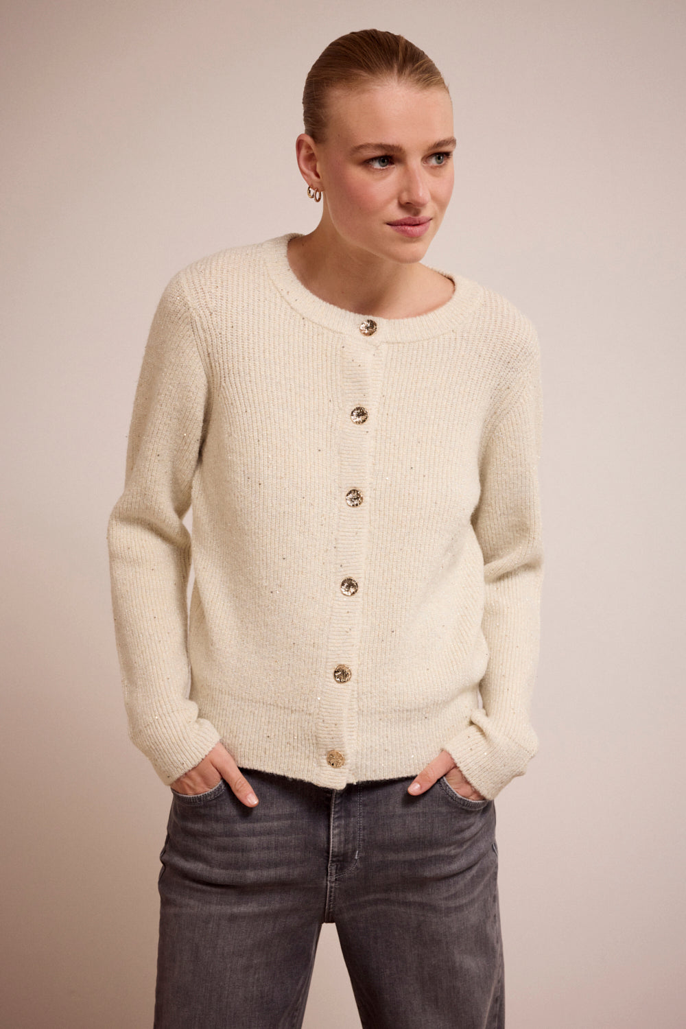 Knitted Cardigan Shimmer Tramontana Stone Melange