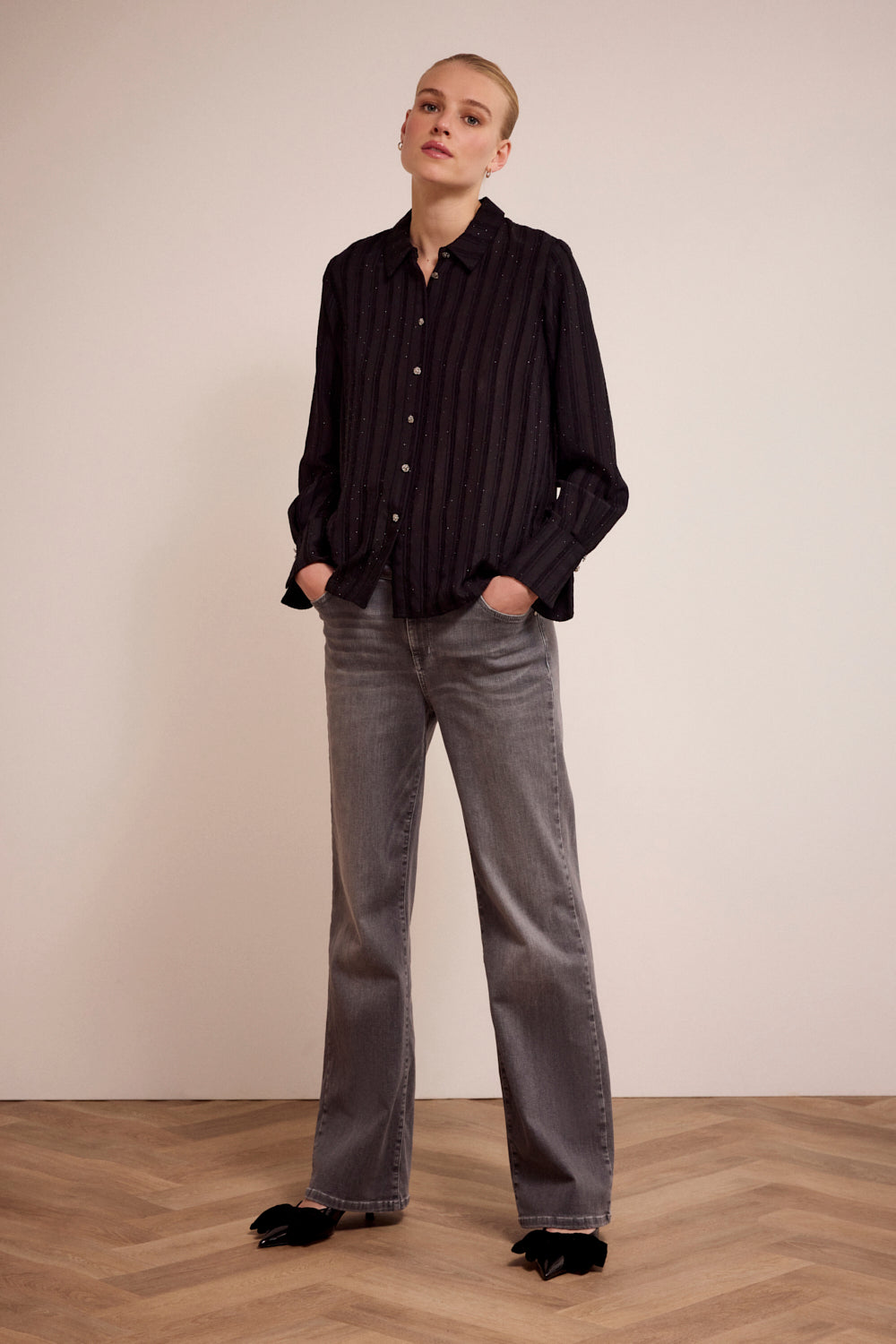 Wide Leg Jeans Tramontana Black Stone Denim