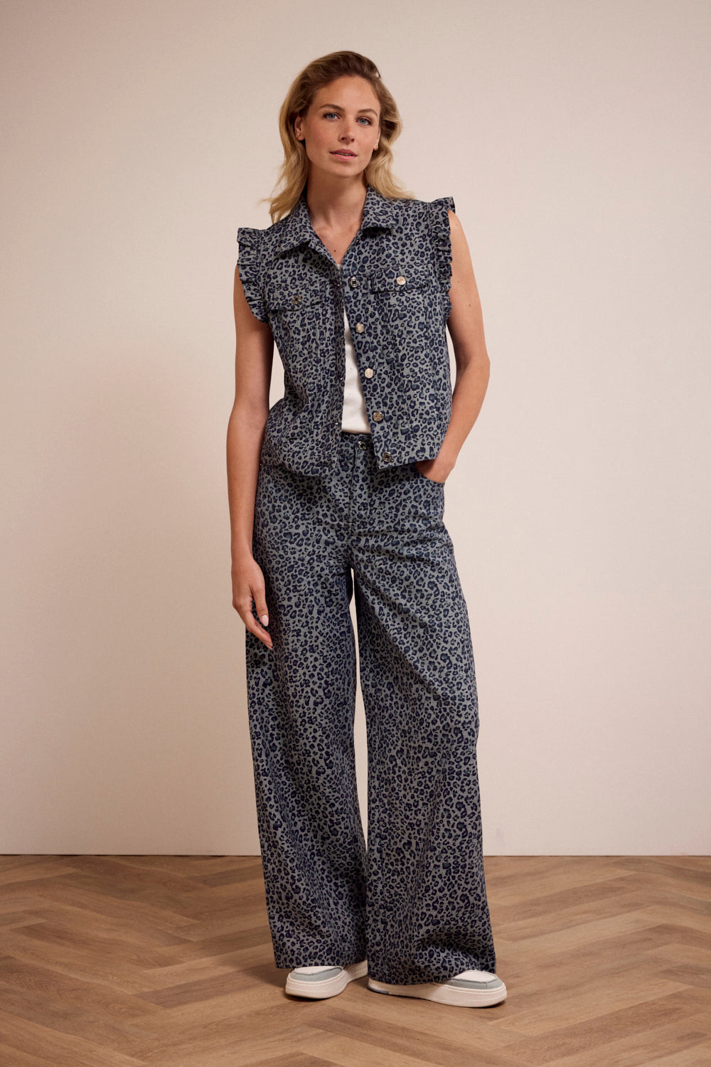 Leopard Denim Trousers Tramontana