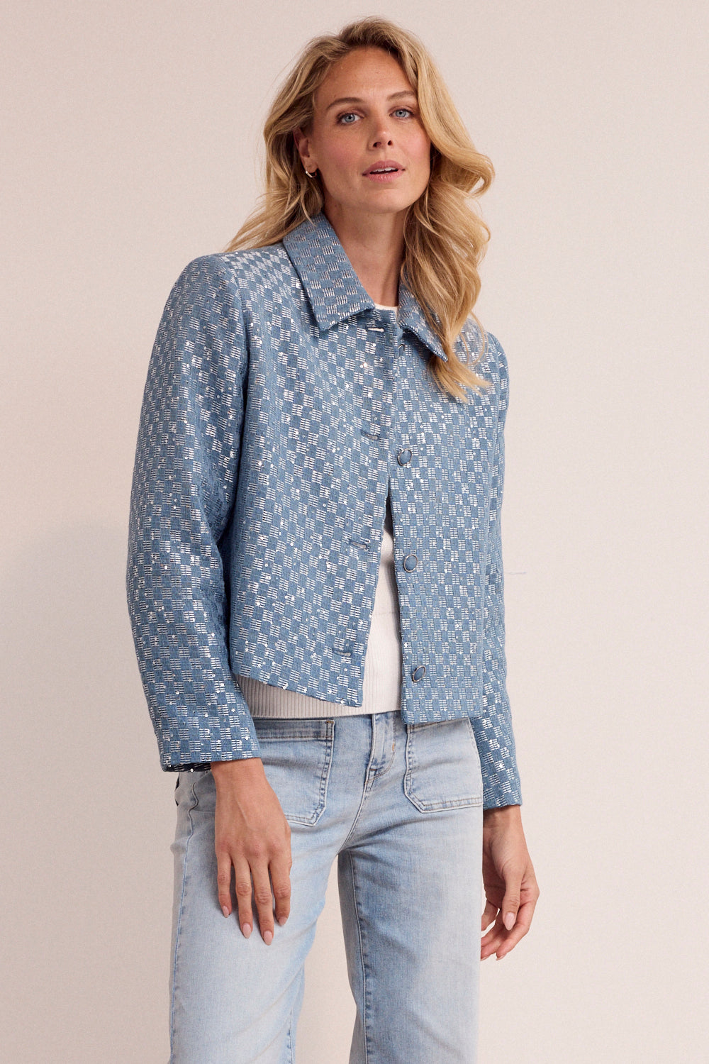 Tramontana Tweed Jacket Blauw