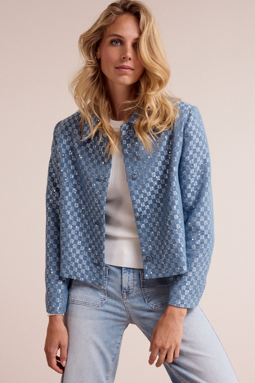 Tramontana Tweed Jacket Blauw