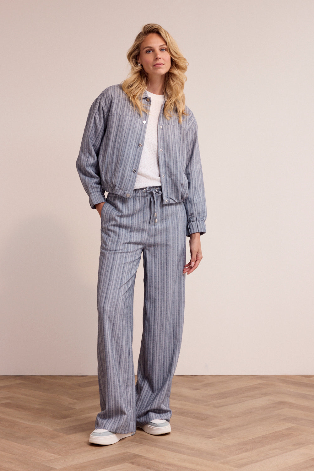 Tramontana Broek Wide Leg Blue Melange