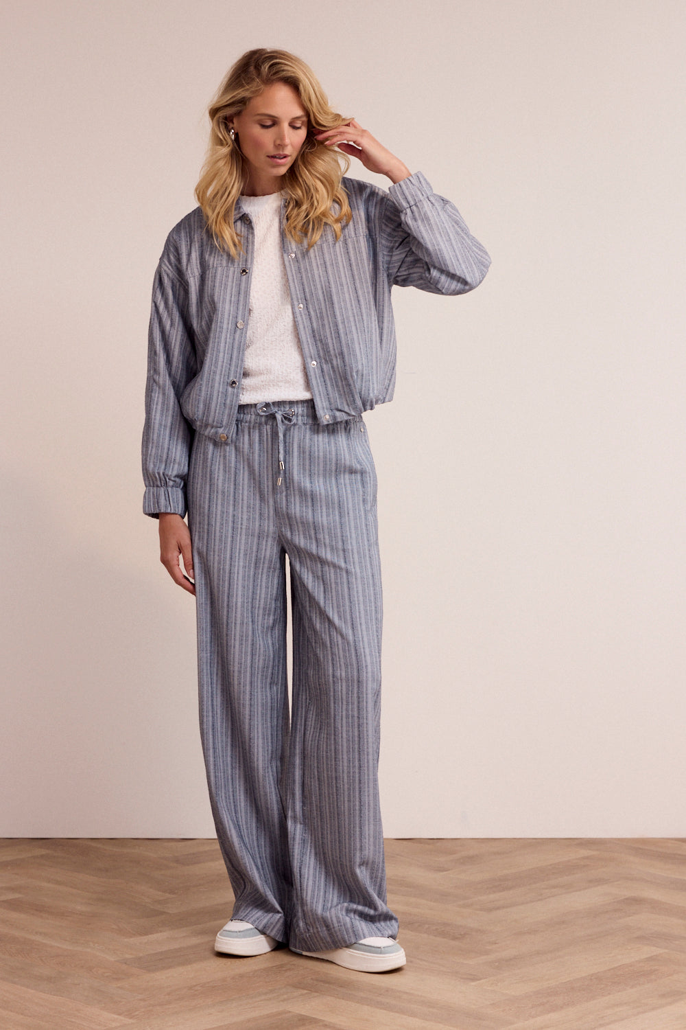 Tramontana Broek Wide Leg Blue Melange