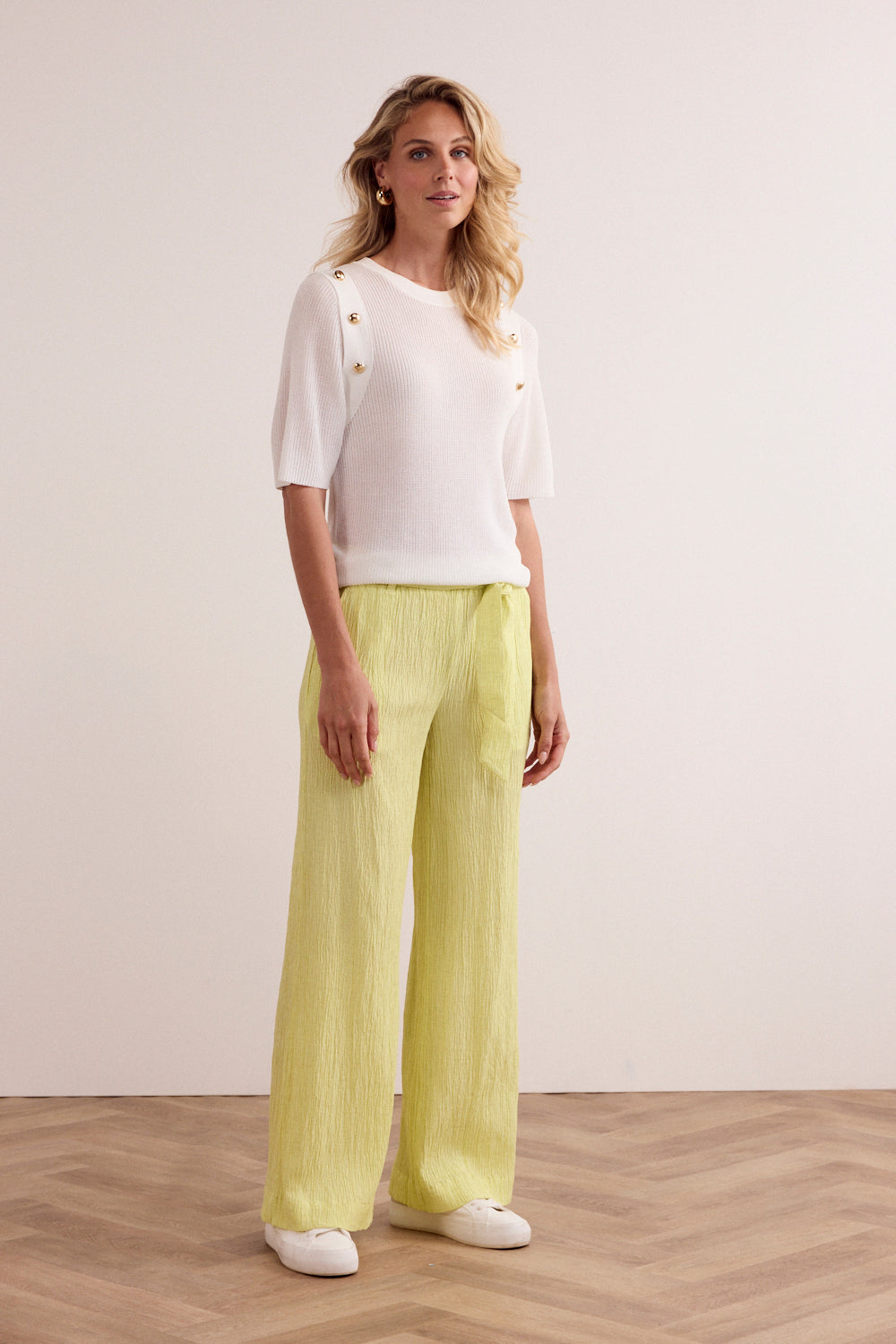 Tramontana Creased Wide-Leg Trousers Celery