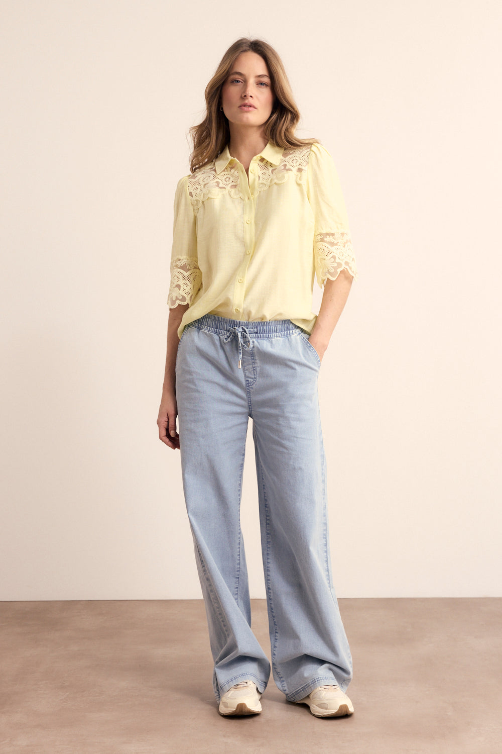 Tramontana Blouse Details Lace Celery