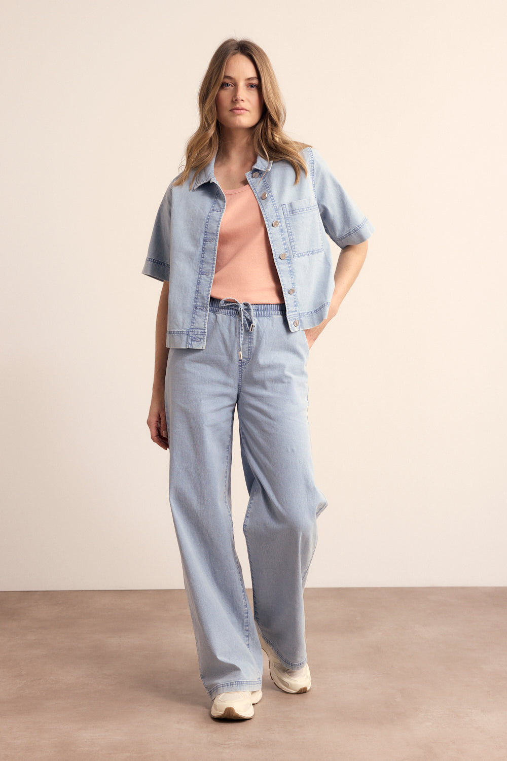 Tramontana Lightweight Denim Trousers Light Blue Denim