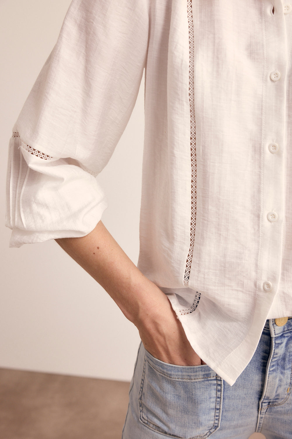 Tramontana Blouse Lace Tapes Off White