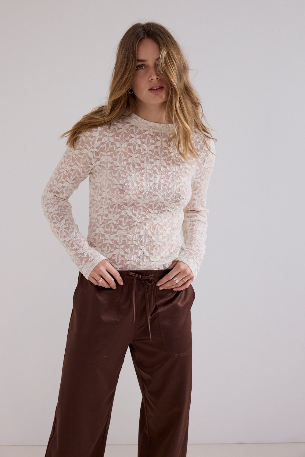 Tramontana Strech Lace Top Snow