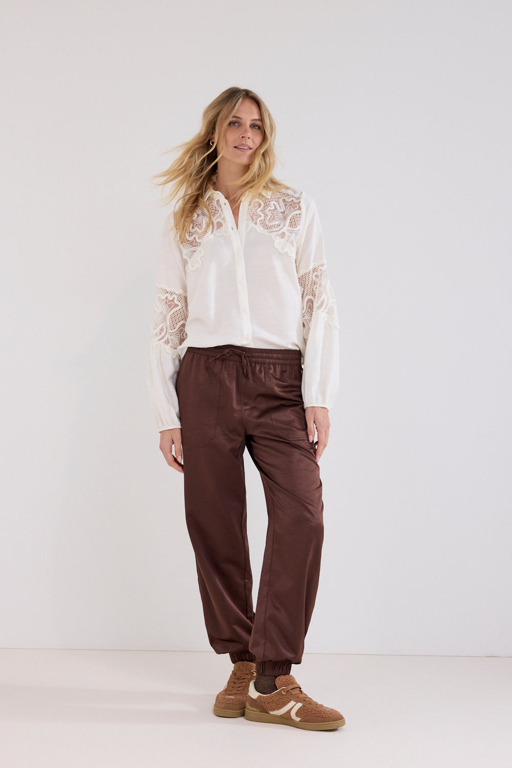 Tramontana Blouse Lace Details Snow
