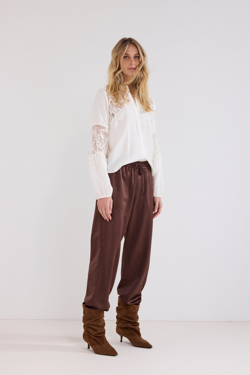 Tramontana Blouse Lace Details Snow