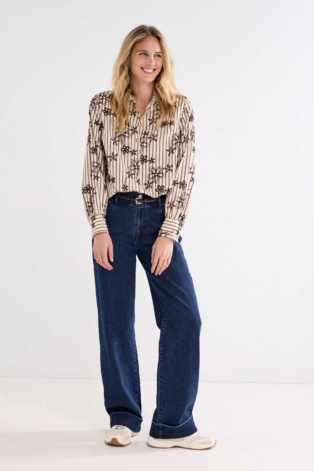 Tramontana Striped Blouse Embr