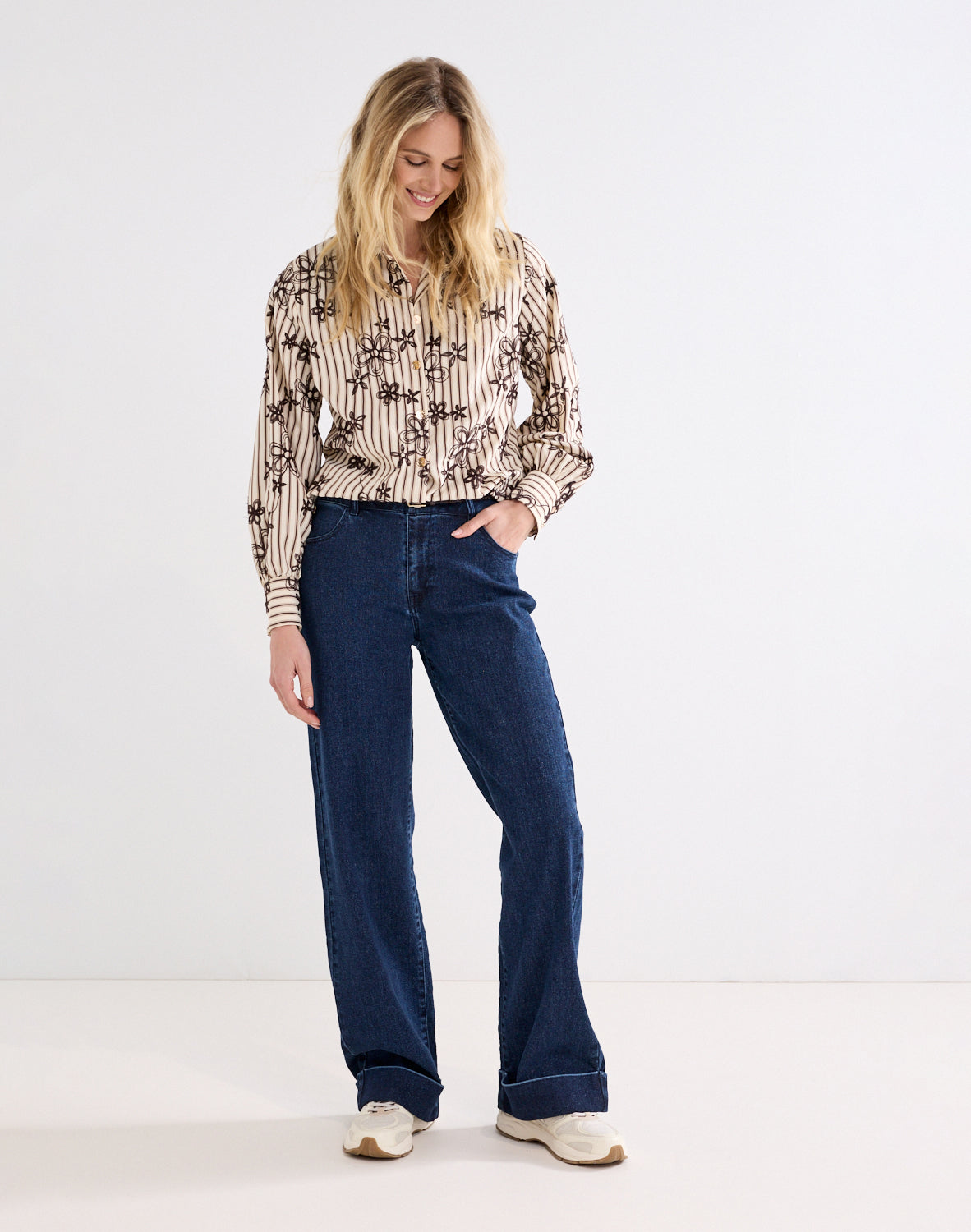 Tramontana Striped Blouse Embr