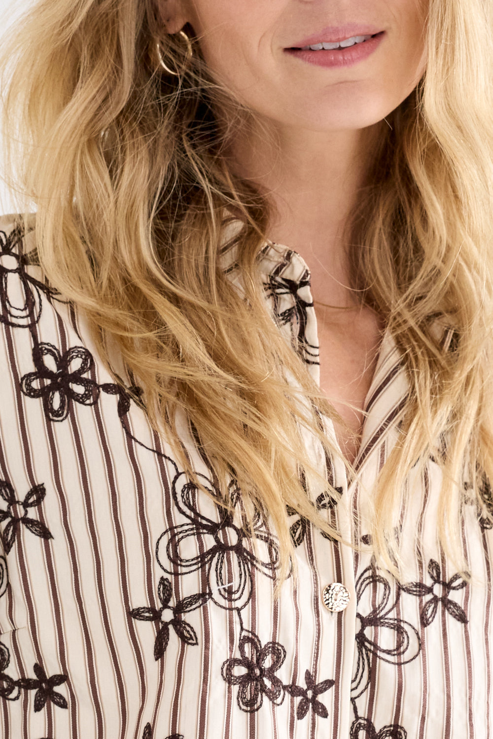 Tramontana Striped Blouse Embr