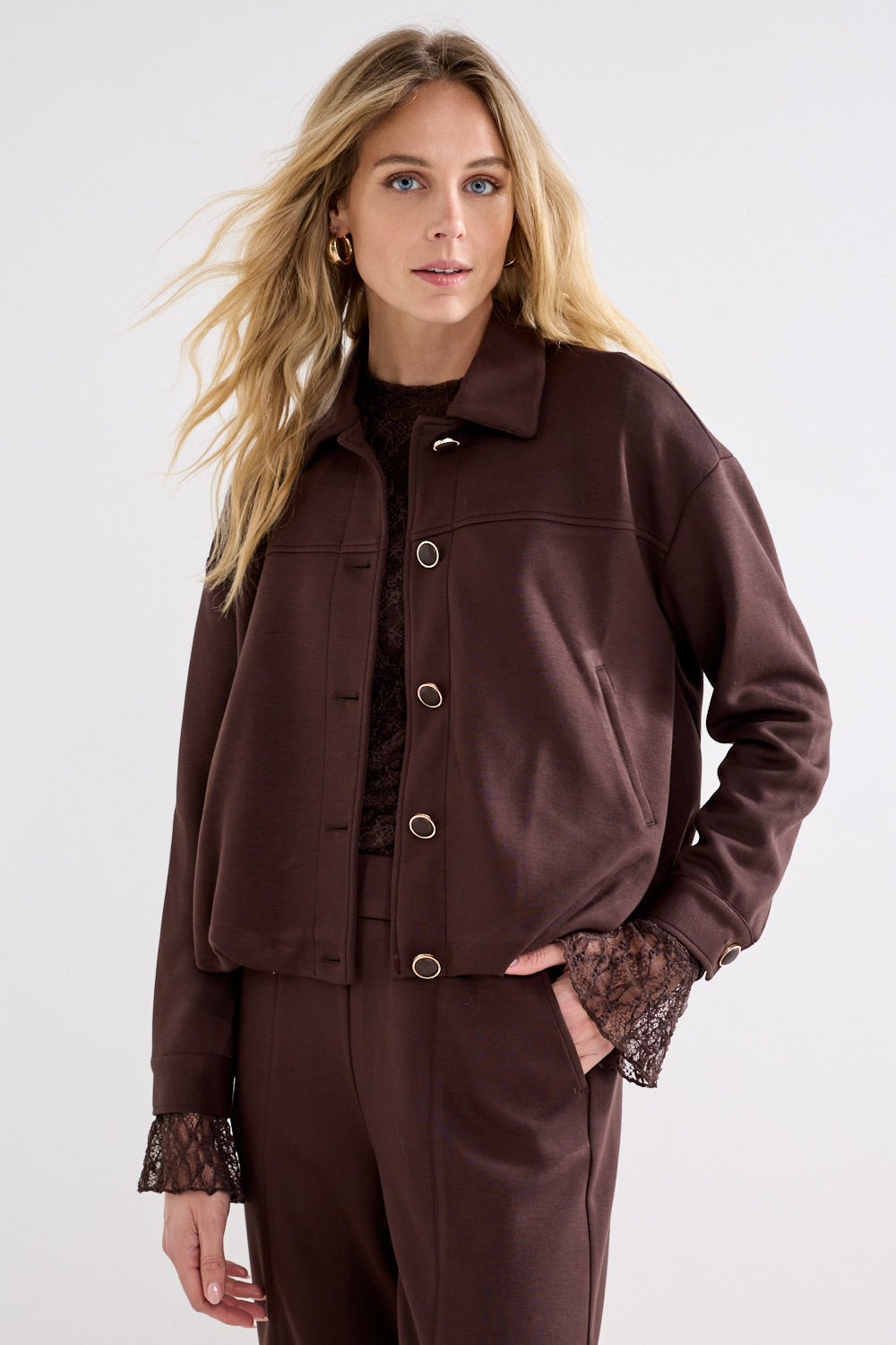 Tramontana Technical Sweat Jacket Cafe Noir