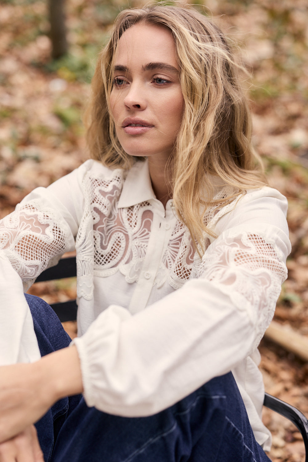 Tramontana Blouse Lace Details Snow