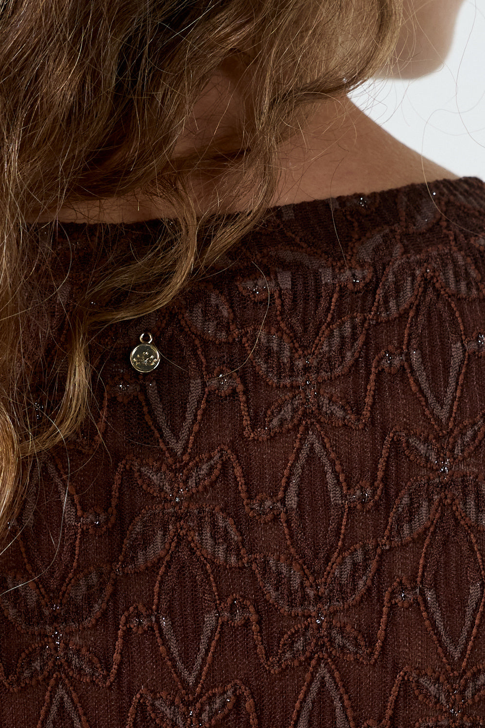 Tramontana Stretch Lace Top Chocolade