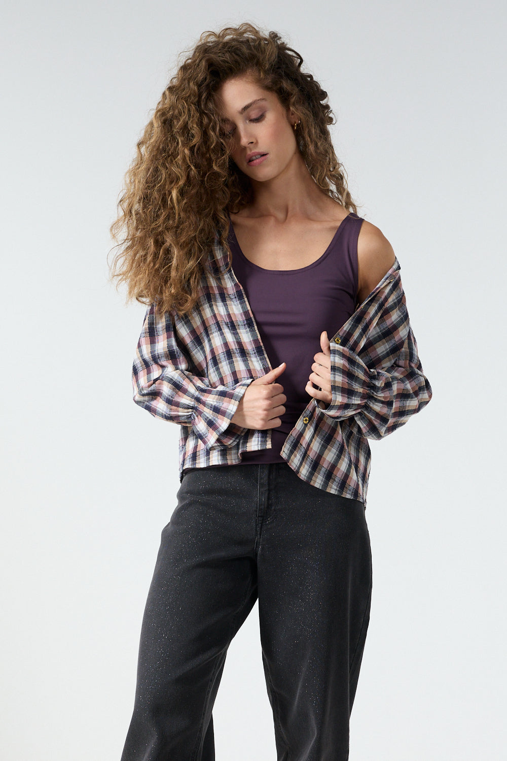 Tramontana Pia Style Top Aubergine Noir