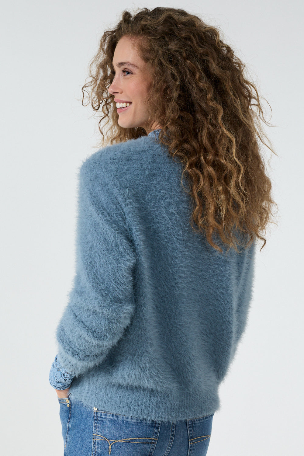 Tramontana Feather Yarn Jumper Moody Blue Melange